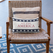 God Bless America Patriotic White and Blue ランバークッション