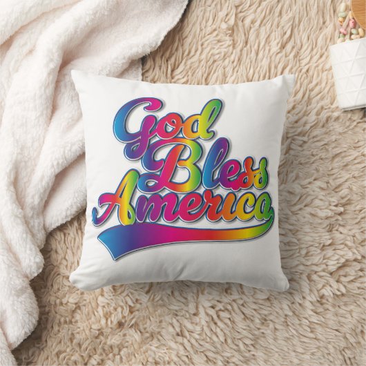 God Bless America Rainbowロゴ クッション (ブランケット)