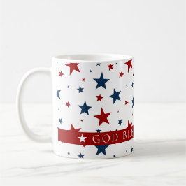 God Bless America Red Blue USA Stars Pattern コーヒーマグカップ