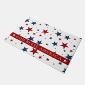 God Bless America Red Blue USA Stars Pattern ドアマット (アングル)
