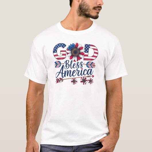 God Bless America Shirt - Patriotic 4th of July Tシャツ (正面)