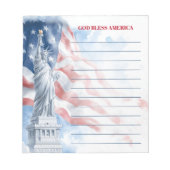 God Bless America Statue of Liberty Lined ノートパッド (正面)