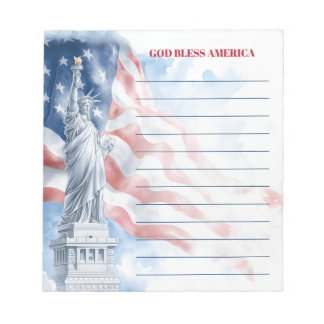 God Bless America Statue of Liberty Lined ノートパッド