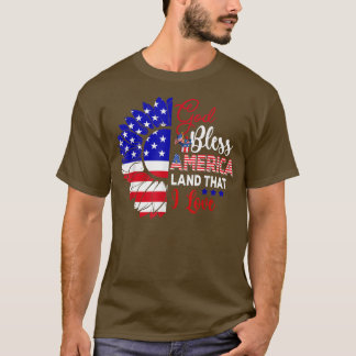 God Bless America That I Love American Flag Sunflo Tシャツ