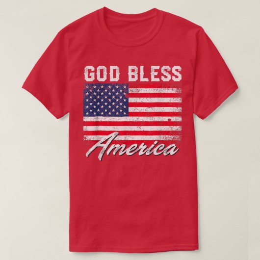 God Bless America USA Flag 4th Of July Patriotic Tシャツ (デザイン正面)