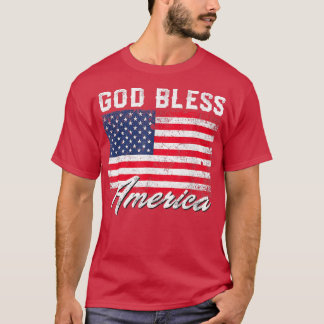 God Bless America USA Flag 4th Of July Patriotic  Tシャツ