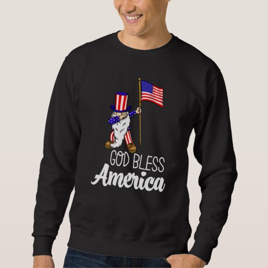 God Bless America  Women America Flag Love スウェットシャツ (正面)