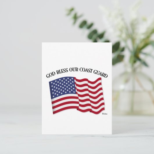 GOD BLESS COAST GUARD with & US flag ポストカード (スタンド正面)