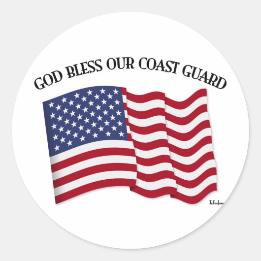 GOD BLESS COAST GUARD with & US flag ラウンドシール (正面)