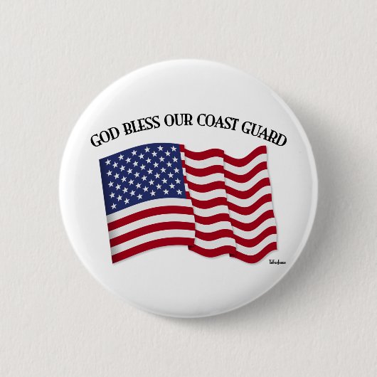 GOD BLESS COAST GUARD with & US flag 缶バッジ (正面)