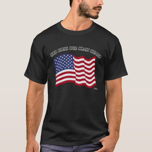 GOD BLESS COAST GUARD with & US flag Tシャツ (正面)