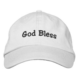 God Bless Hat – ホワイト 刺繍入りキャップ