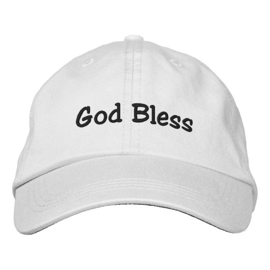 God Bless Hat – ホワイト 刺繍入りキャップ (正面)