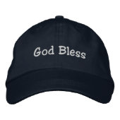God Bless Hat – 青 刺繍入りキャップ (正面)