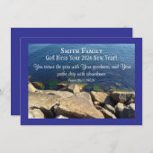 God Bless New Year 2026 Blue Sea Photo Christian シーズンカード (正面/裏面)