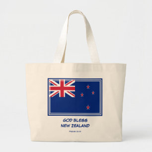 GOD BLESS NEW ZEALAND Flag Patriotic AOTEAROA ラージトートバッグ