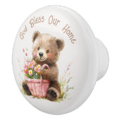 God Bless Our Home Cute Teddy Bear  セラミックノブ (右)