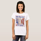 God-Bless-The-USA- 花柄 7月4日  Tシャツ (正面フル)