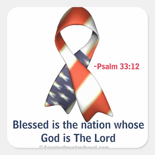 God Bless the USA Ribbon スクエアシール (正面)