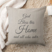 God Bless This Home Elegant Script  クッション (ブランケット)
