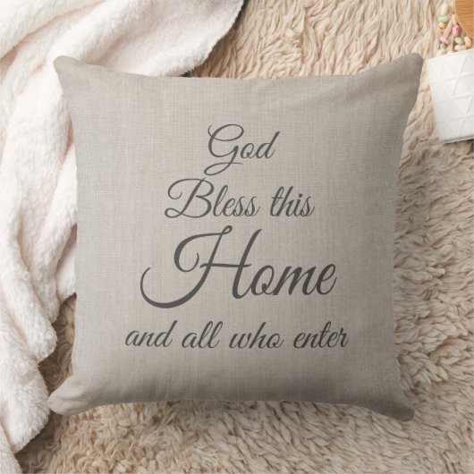 God Bless This Home Elegant Script  クッション (ブランケット)