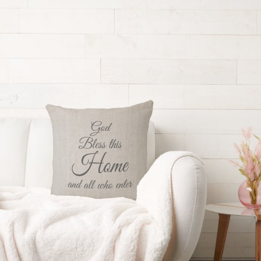 God Bless This Home Elegant Script  クッション (ソファ)