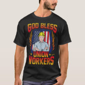 God Bless Union Workers Handyman Ironworker pirate Tシャツ (正面)