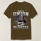 God Bless Union Workers tee USA flag  Tシャツ (デザイン正面)