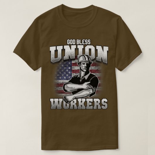 God Bless Union Workers tee USA flag Tシャツ (デザイン正面)