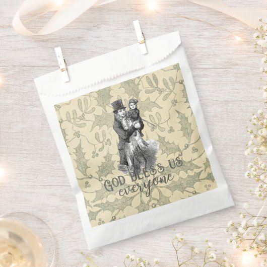 God bless us everyone Dickens Christmas Carol フェイバーバッグ (クリップ留めされた状態)