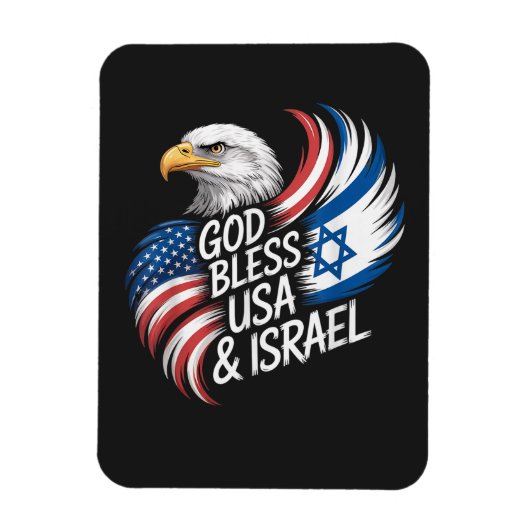 God Bless USA Israel マグネット (縦)