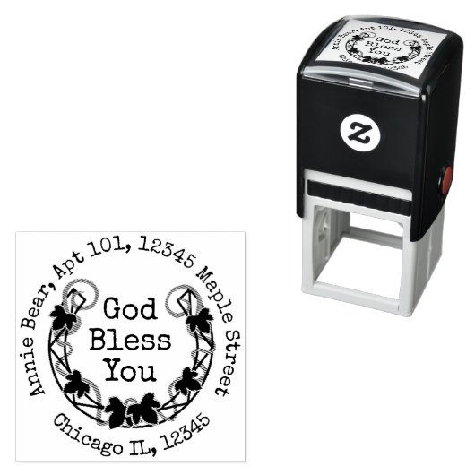 God Bless You Ivy Laurel with差出人住所 セルフインキングスタンプ (インサイチュ)