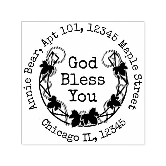 God Bless You Ivy Laurel with差出人住所 セルフインキングスタンプ (デザイン)