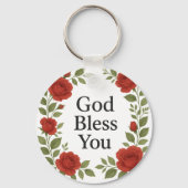 God Bless You Religious Rose Floral キーホルダー (裏面)