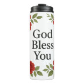 God Bless You Religious Rose Floral タンブラー (正面)