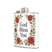 God Bless You Religious Rose Floral フラスク (左)