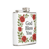 God Bless You Religious Rose Floral フラスク (右)