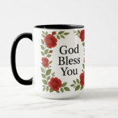 God Bless You Religious Rose Floral マグカップ (左)