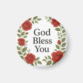 God Bless You Religious Rose Floral マグネット (正面)