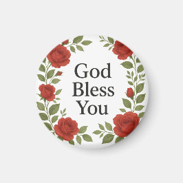 God Bless You Religious Rose Floral マグネット
