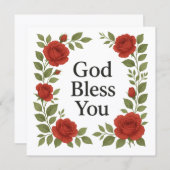 God Bless You Religious Rose Floral Cards (正面/裏面)