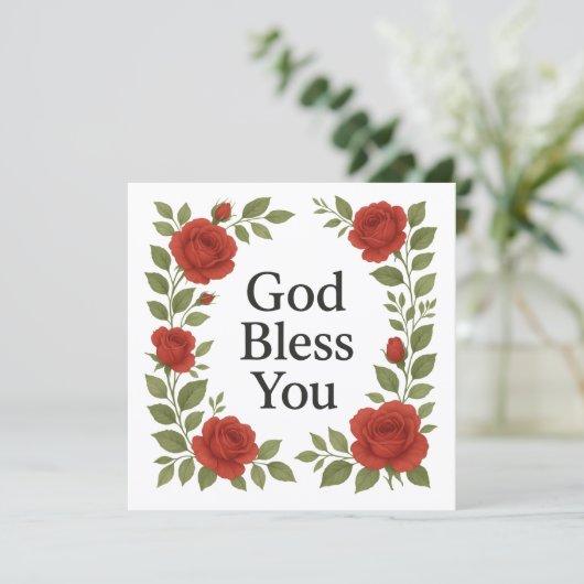 God Bless You Religious Rose Floral Cards (スタンド正面)