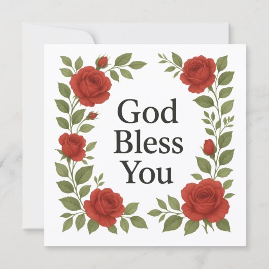 God Bless You Religious Rose Floral Cards (正面)