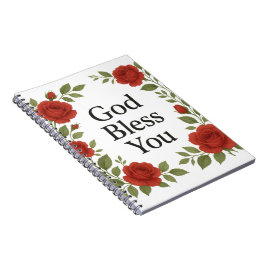 God Bless You Religious Rose Floral Cards ノートブック