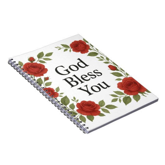 God Bless You Religious Rose Floral Cards ノートブック (右側)