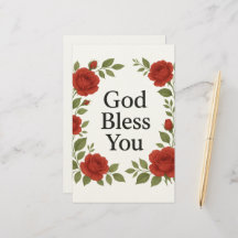 God Bless You Religious Rose Floral Cards