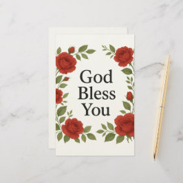 God Bless You Religious Rose Floral Cards 便箋
