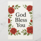 God Bless You Religious Rose Floral Cards 便箋 (正面)
