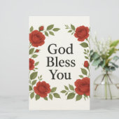 God Bless You Religious Rose Floral Cards 便箋 (スタンド正面)