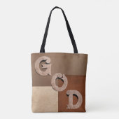 "GOD" bold statement Beige & Brown Shoulder Tote トートバッグ (裏面)